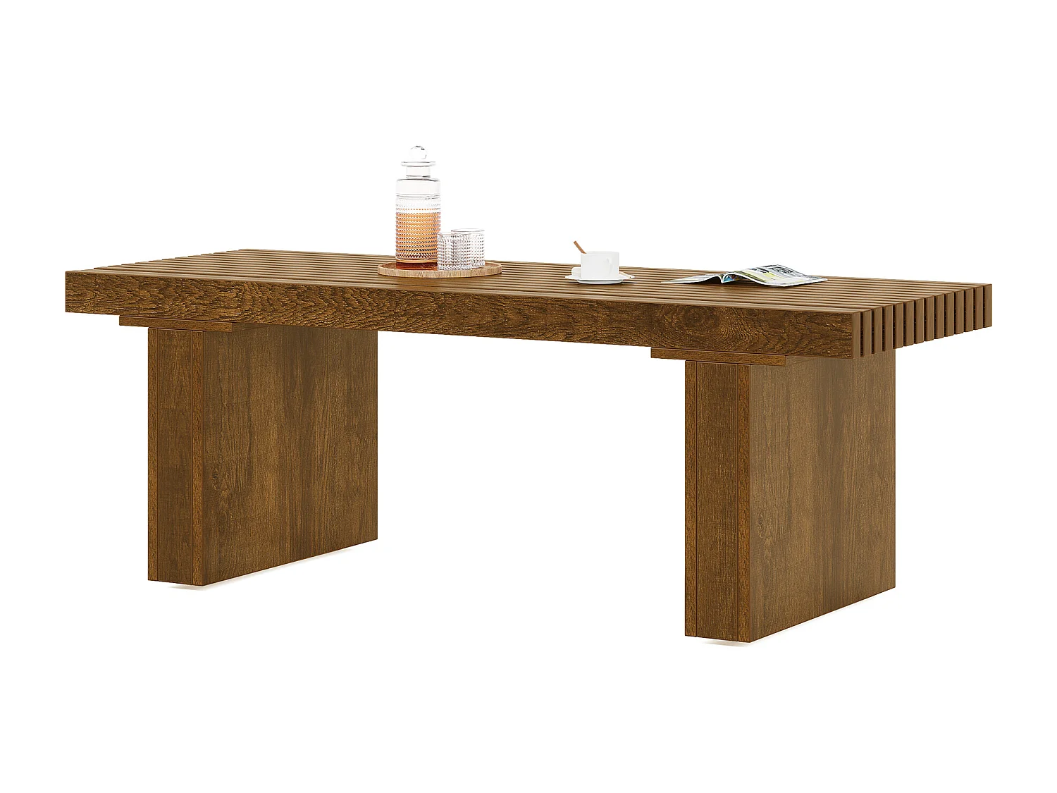 Table Basse Rectangulaire, 120 cm Grande Table Basse Moderne en Bois, Table de Cocktail pour Salon, Ferme, Table Centrale, Marron