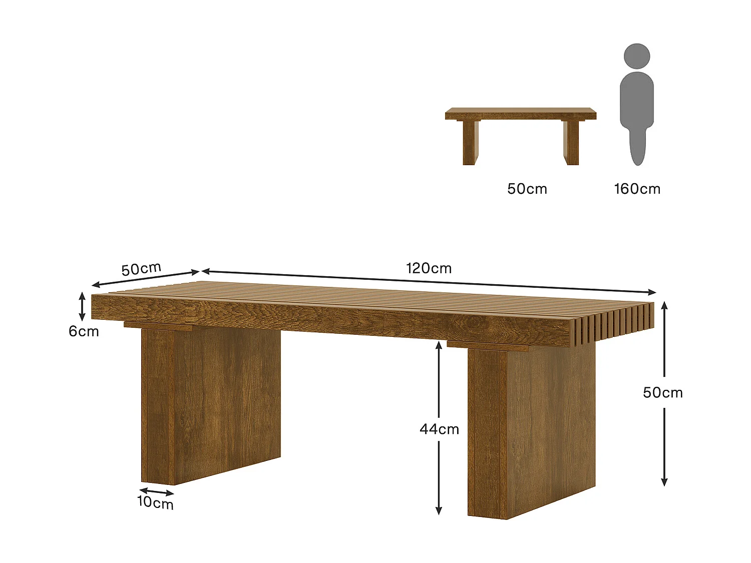 Table Basse Rectangulaire, 120 cm Grande Table Basse Moderne en Bois, Table de Cocktail pour Salon, Ferme, Table Centrale, Marron