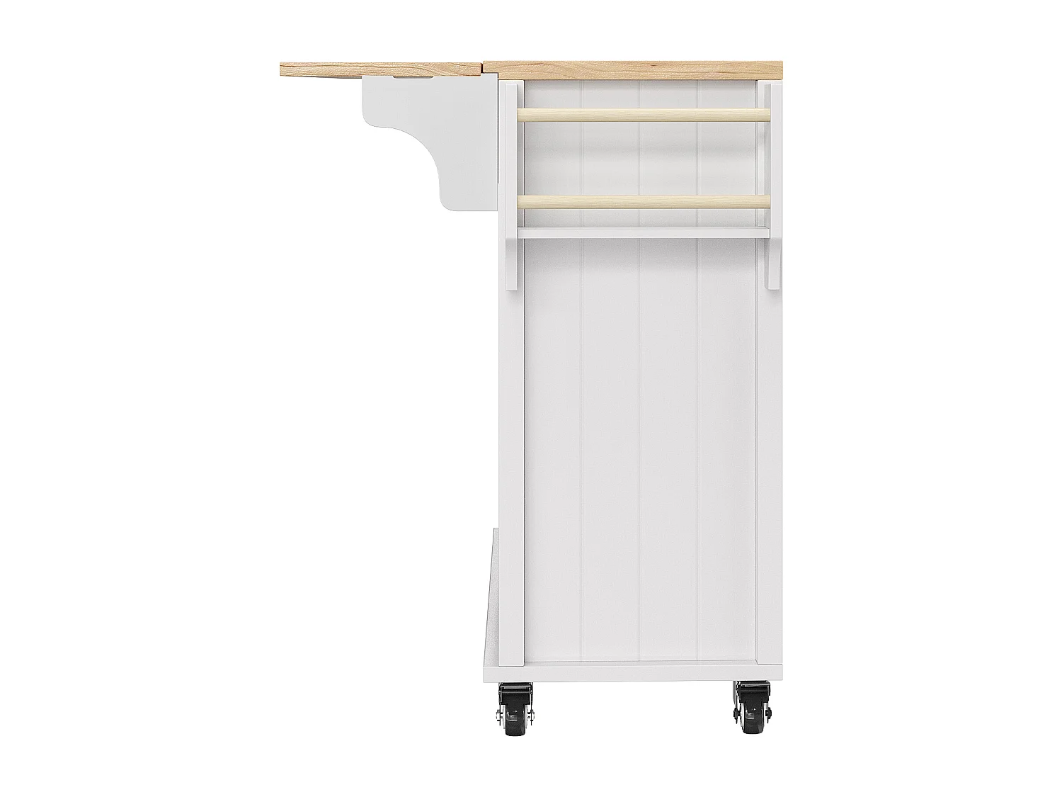 Îlot de cuisine à roulettes - 140 x 40 x 94.5 - avec 2 tiroirs + casier à vin + rangement - MDF + Métal - blanc