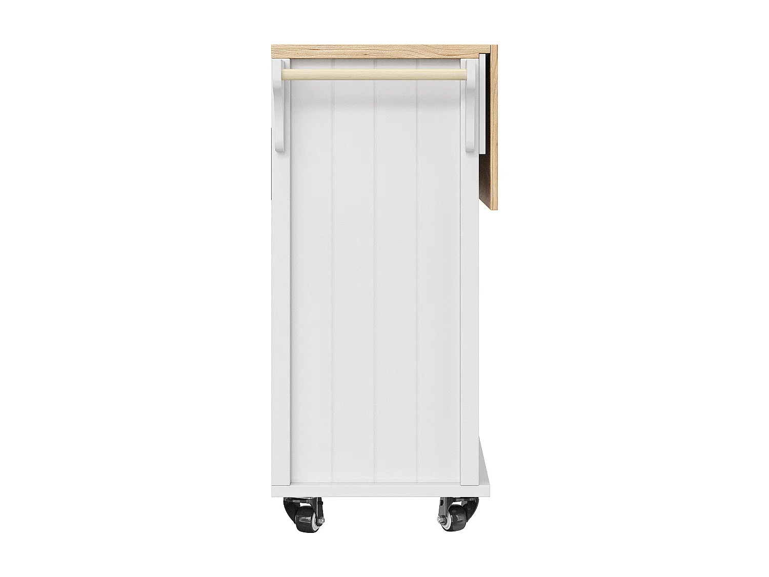 Îlot de cuisine à roulettes - 140 x 40 x 94.5 - avec 2 tiroirs + casier à vin + rangement - MDF + Métal - blanc