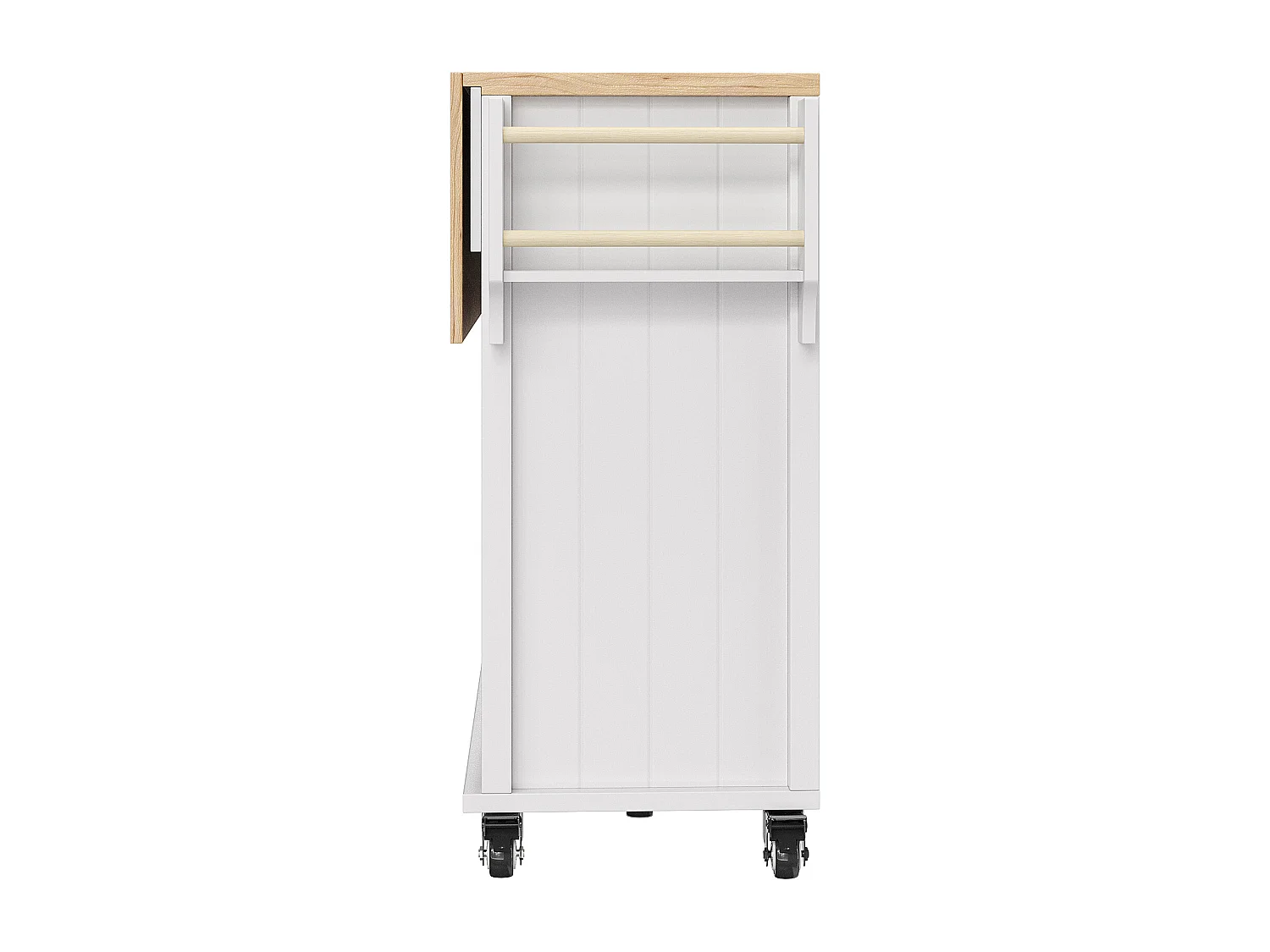 Îlot de cuisine à roulettes - 140 x 40 x 94.5 - avec 2 tiroirs + casier à vin + rangement - MDF + Métal - blanc