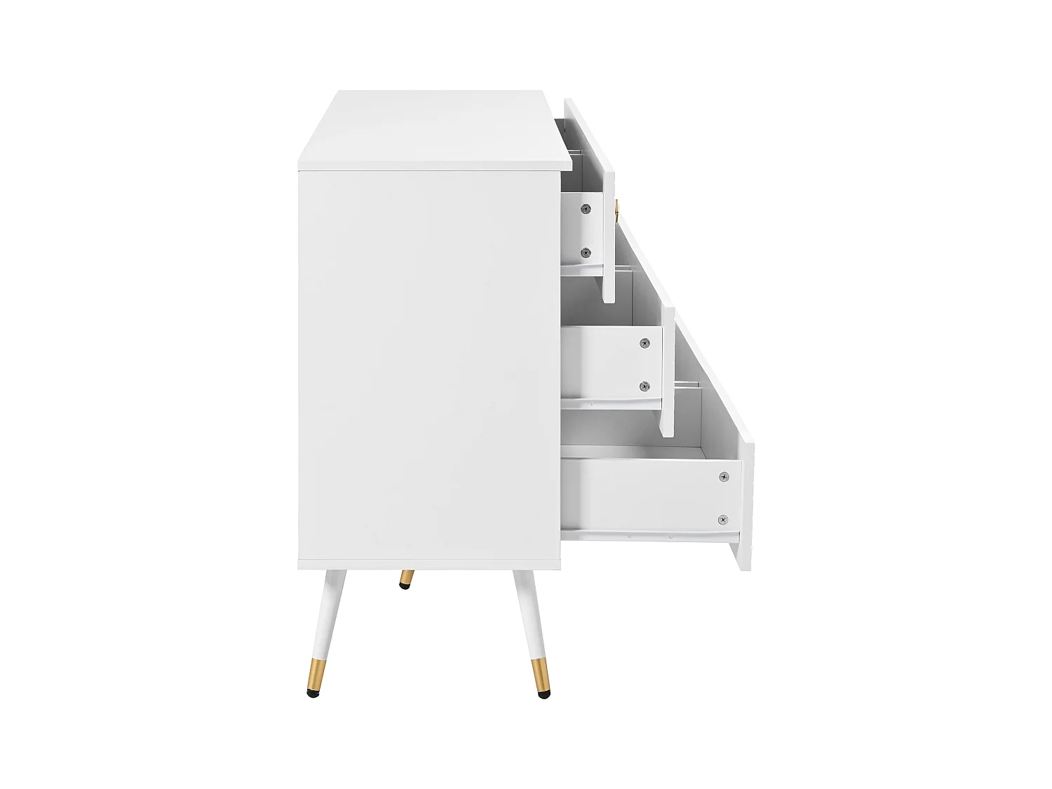 Moderne Kommode mit 6 Schubladen – 120 x 40 x 80 cm – für Schlafzimmer und Wohnzimmer – Spanplatte + MDF – Weiß