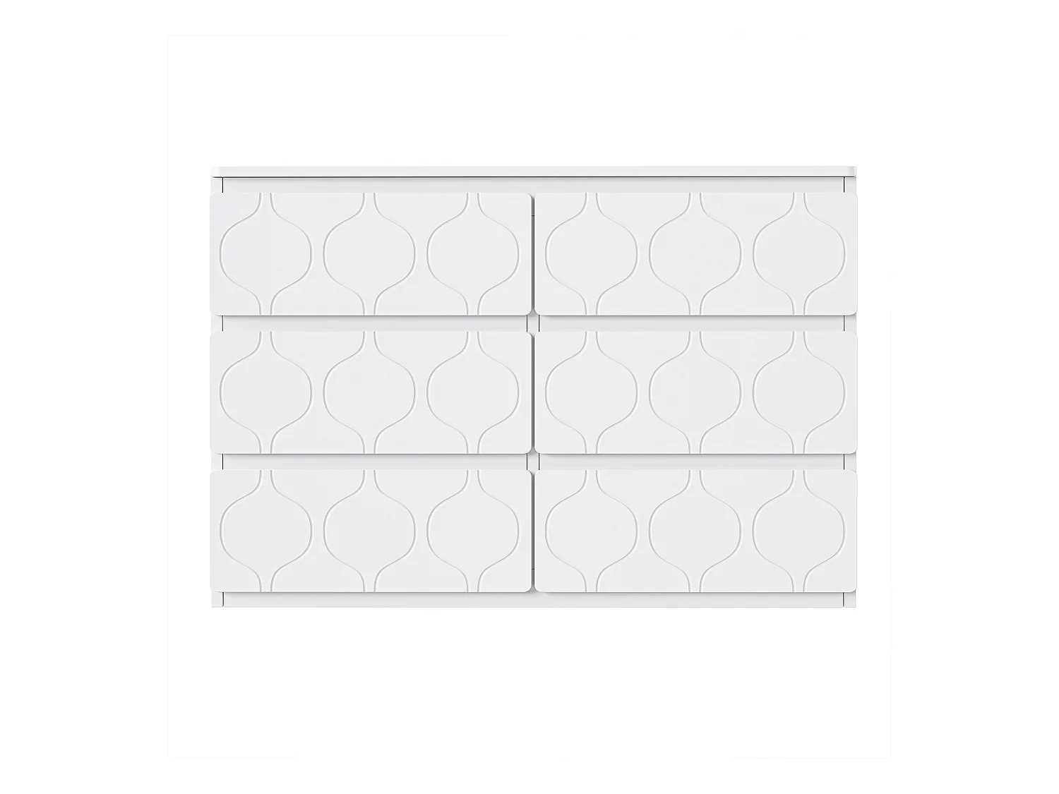 Commode à 6 tiroirs - 110 x 40 x 72 cm - meuble d'entrée pour salon - salle de bain et chambre - MDF - blanc