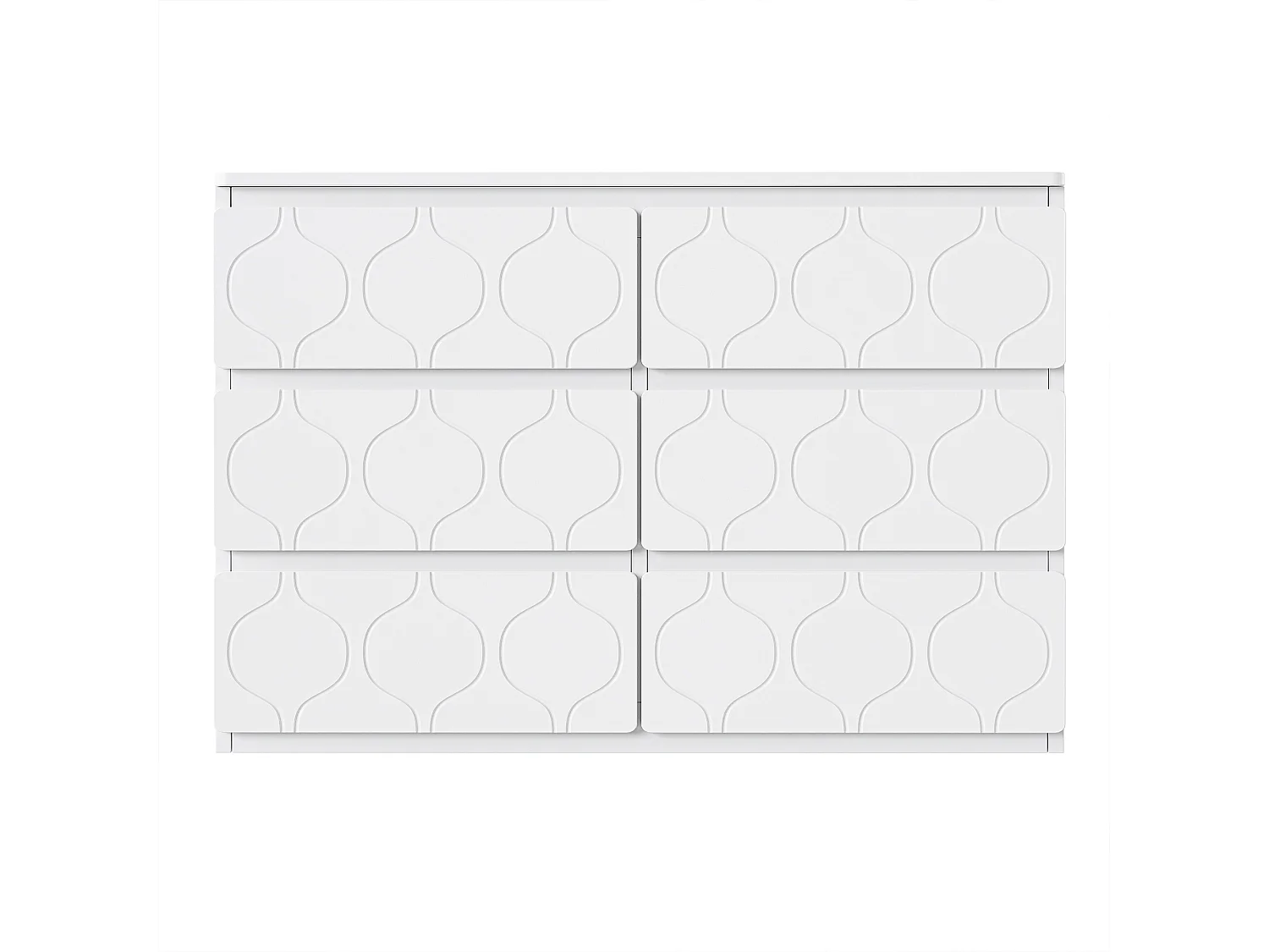 Kommode mit 6 Schubladen – 110 x 40 x 72 cm – Eingangsmöbel für Wohnzimmer – Badezimmer und Schlafzimmer – MDF – weiß