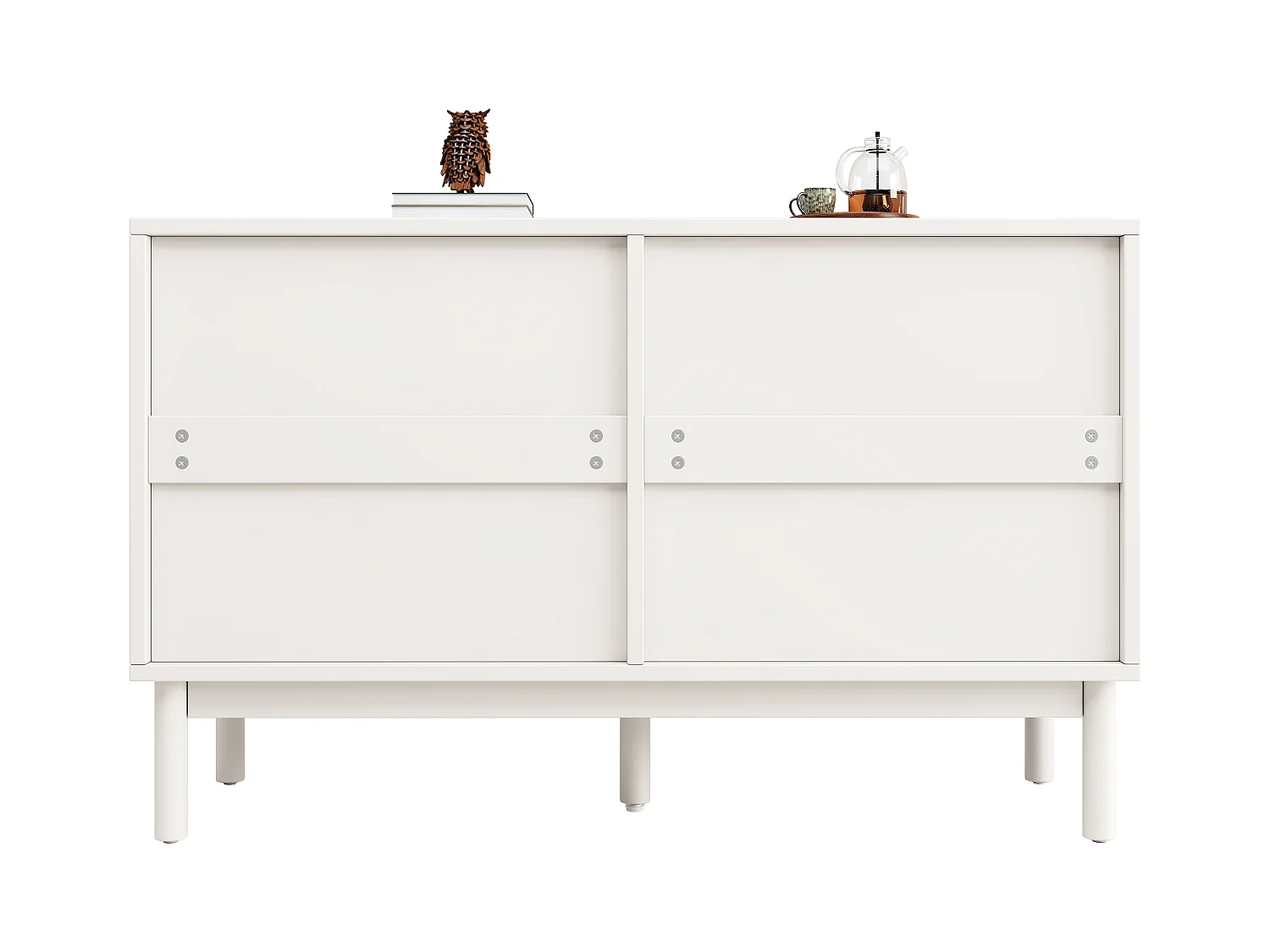 Commode bass à 6 tiroirs - 120 x 40 x 75 cm - meuble de salle à manger - pieds réglables - MDF - blanc