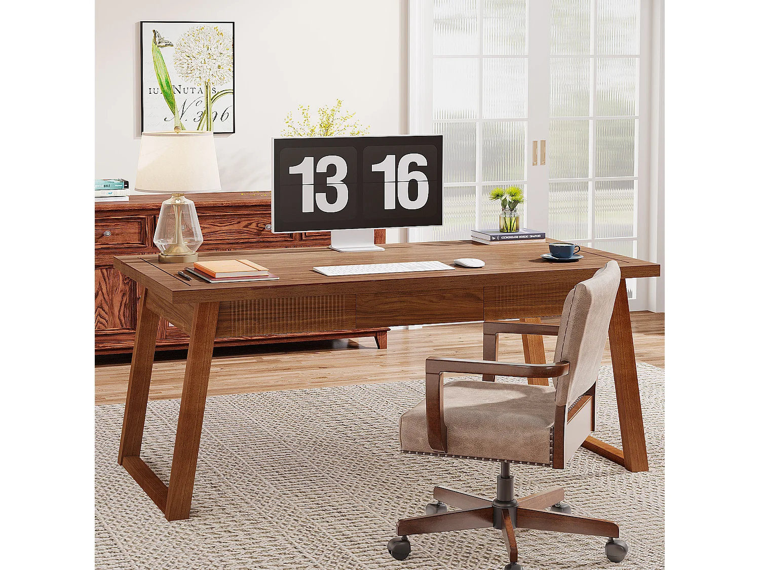 Scrivania per ufficio: scrivania per computer da 140 cm con cassetto