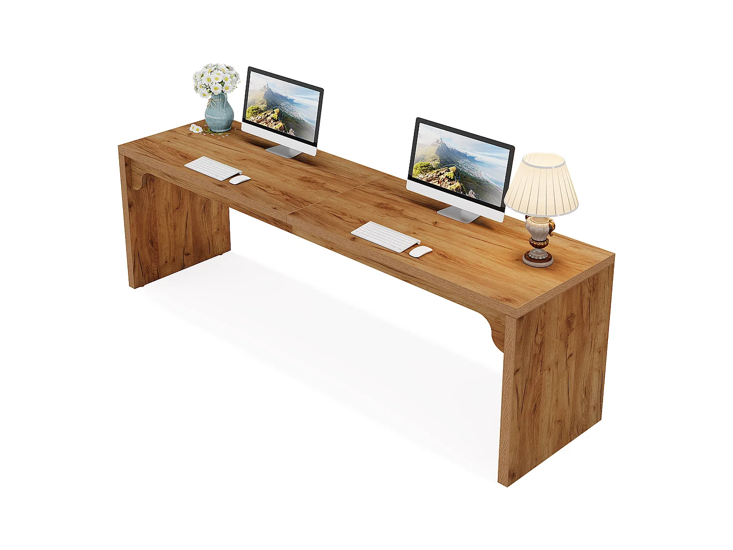 Bureau d'ordinateur de 180 cm de long, bureau extra long en bois pour poste de travail