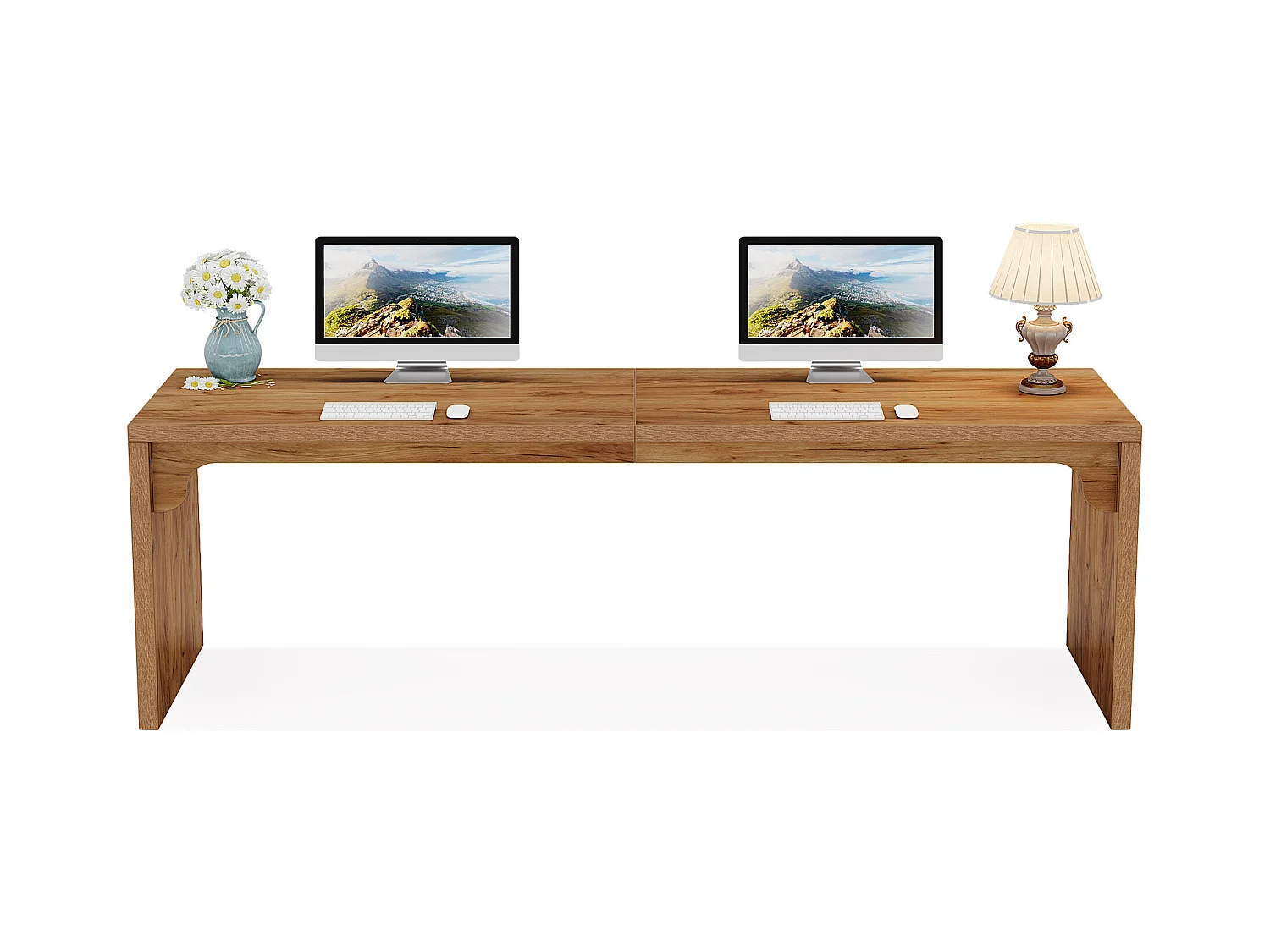 Bureau d'ordinateur de 180 cm de long, bureau extra long en bois pour poste de travail