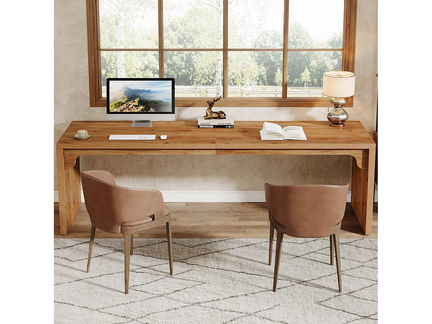 Computerarbeitsplatz, 180 cm lang, extra langer Holzschreibtisch für Arbeitsstationen