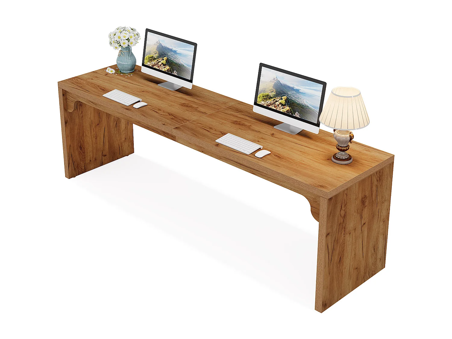 Bureau d'ordinateur de 180 cm de long, bureau extra long en bois pour poste de travail