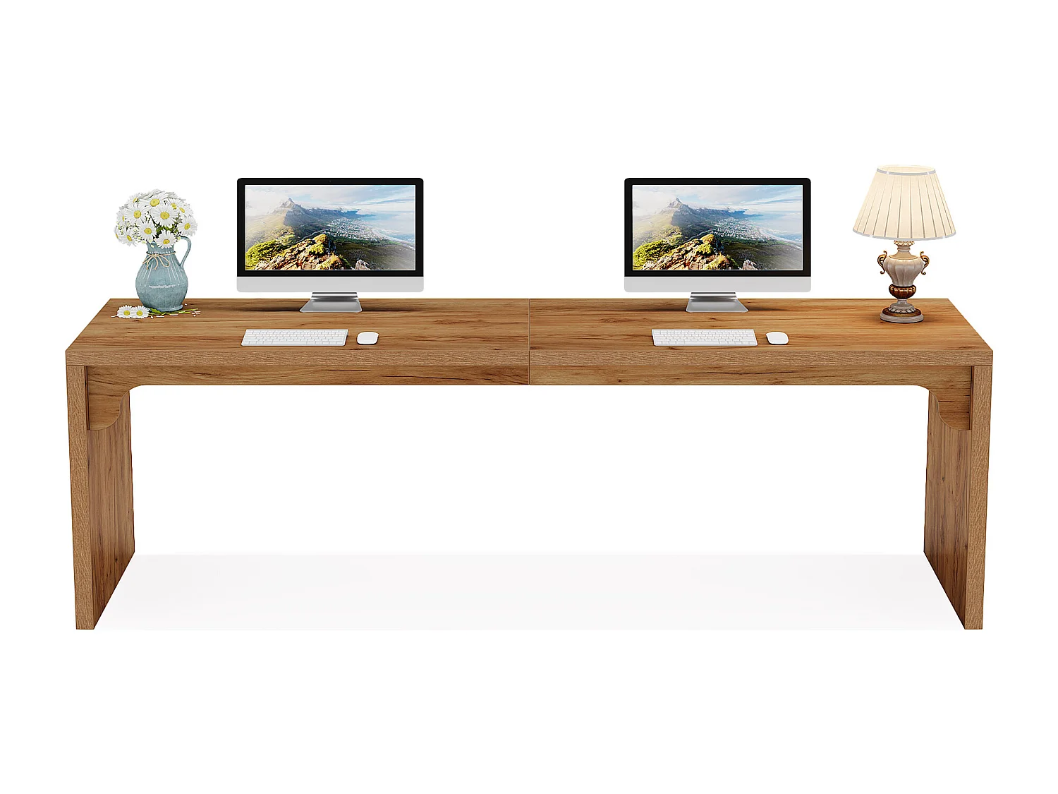 Bureau d'ordinateur de 180 cm de long, bureau extra long en bois pour poste de travail