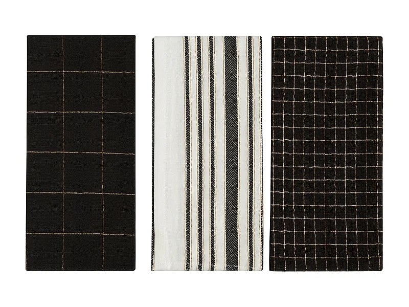 Ensemble De Torchons Trini Noir Moyen 40x60