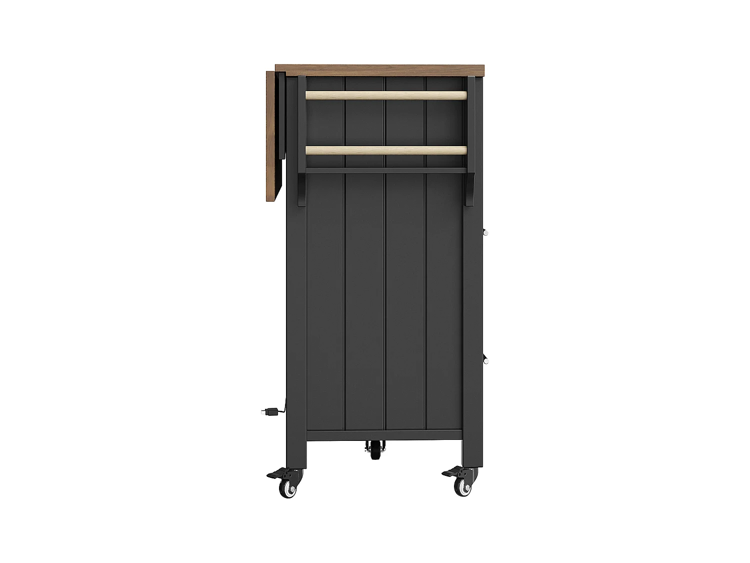 Kücheninsel auf Rollen - 139 x 40 x 94,5 - mit 2 Schubladen + 2 Türen + LEDs - MDF + Metall - weiß