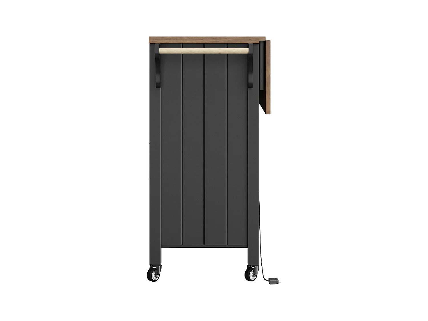 Kücheninsel auf Rollen - 139 x 40 x 94,5 - mit 2 Schubladen + 2 Türen + LEDs - MDF + Metall - weiß