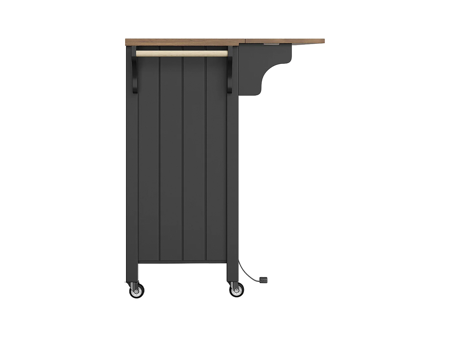 Kücheninsel auf Rollen - 139 x 40 x 94,5 - mit 2 Schubladen + 2 Türen + LEDs - MDF + Metall - weiß