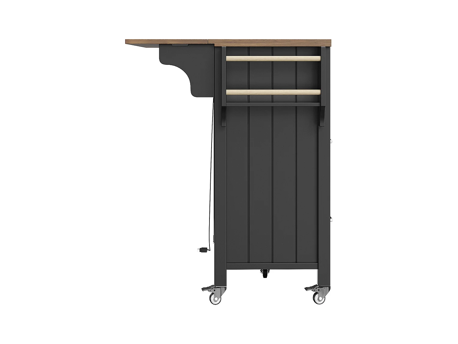 Kücheninsel auf Rollen - 139 x 40 x 94,5 - mit 2 Schubladen + 2 Türen + LEDs - MDF + Metall - weiß