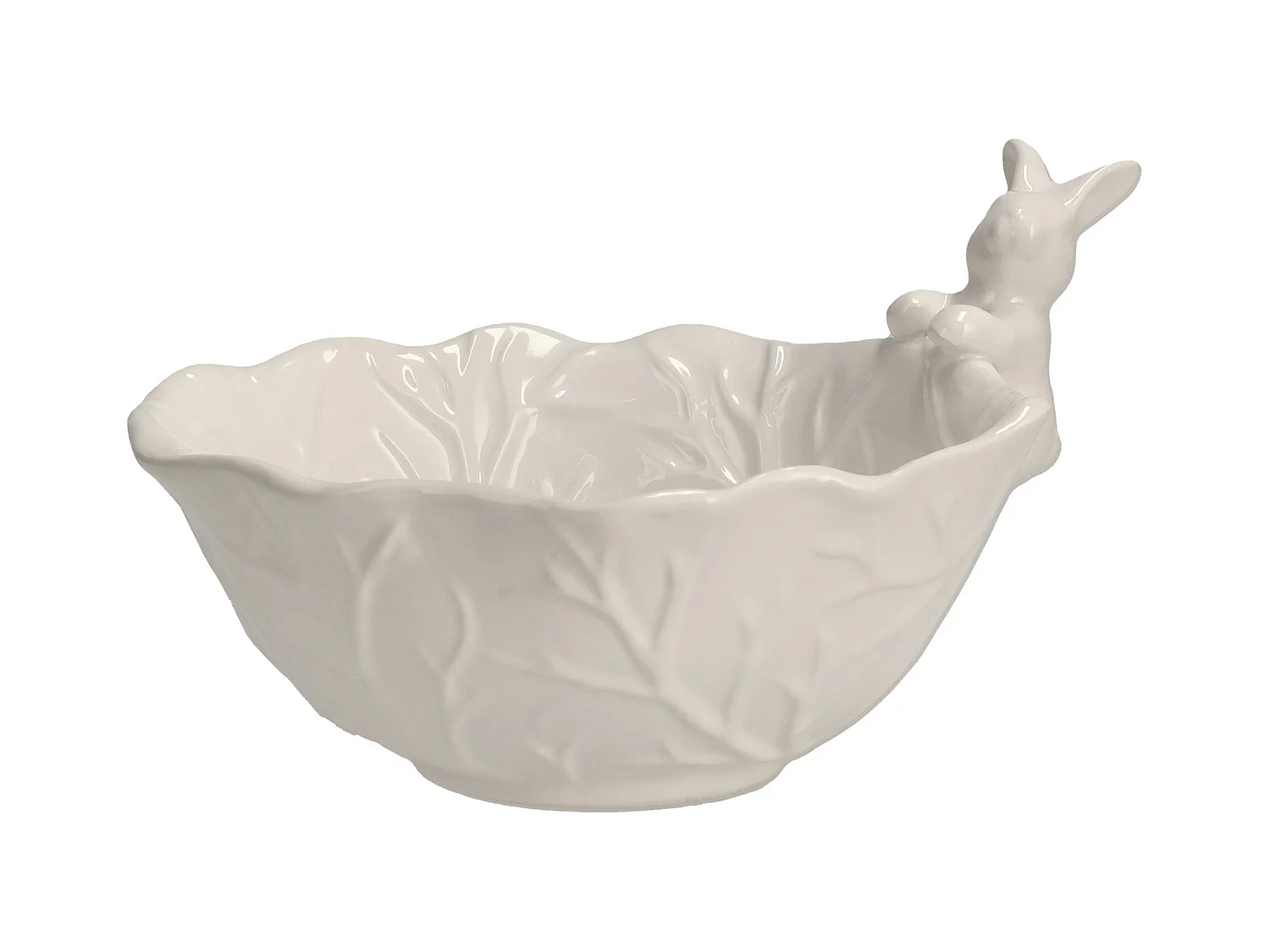 Osterschale Weißbunny aus Dolomit, elegant weiß