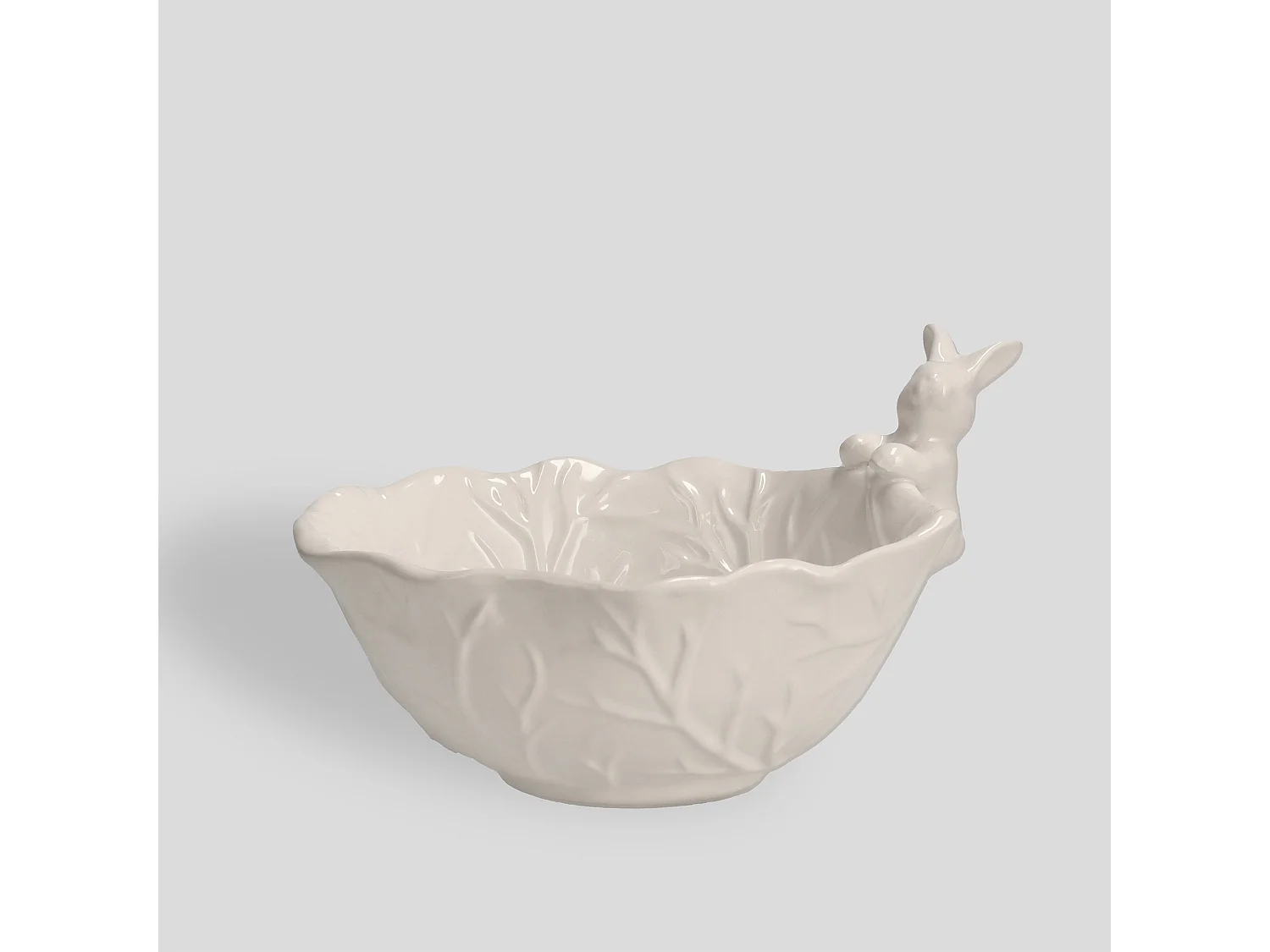 Osterschale Weißbunny aus Dolomit, elegant weiß