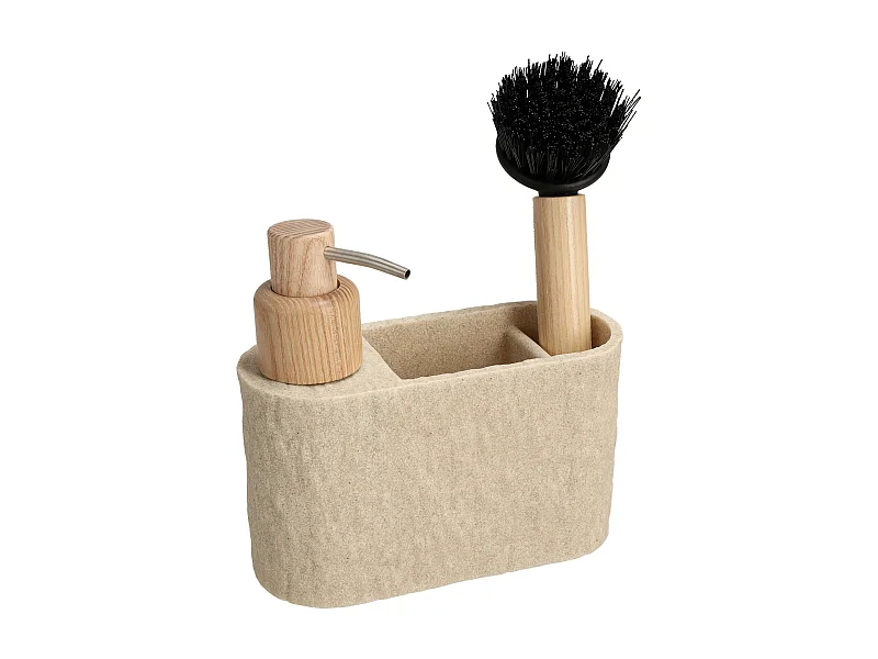 Küchenspender Mit Bürste Pillar Hellbeige 15 x 15 x 6.5