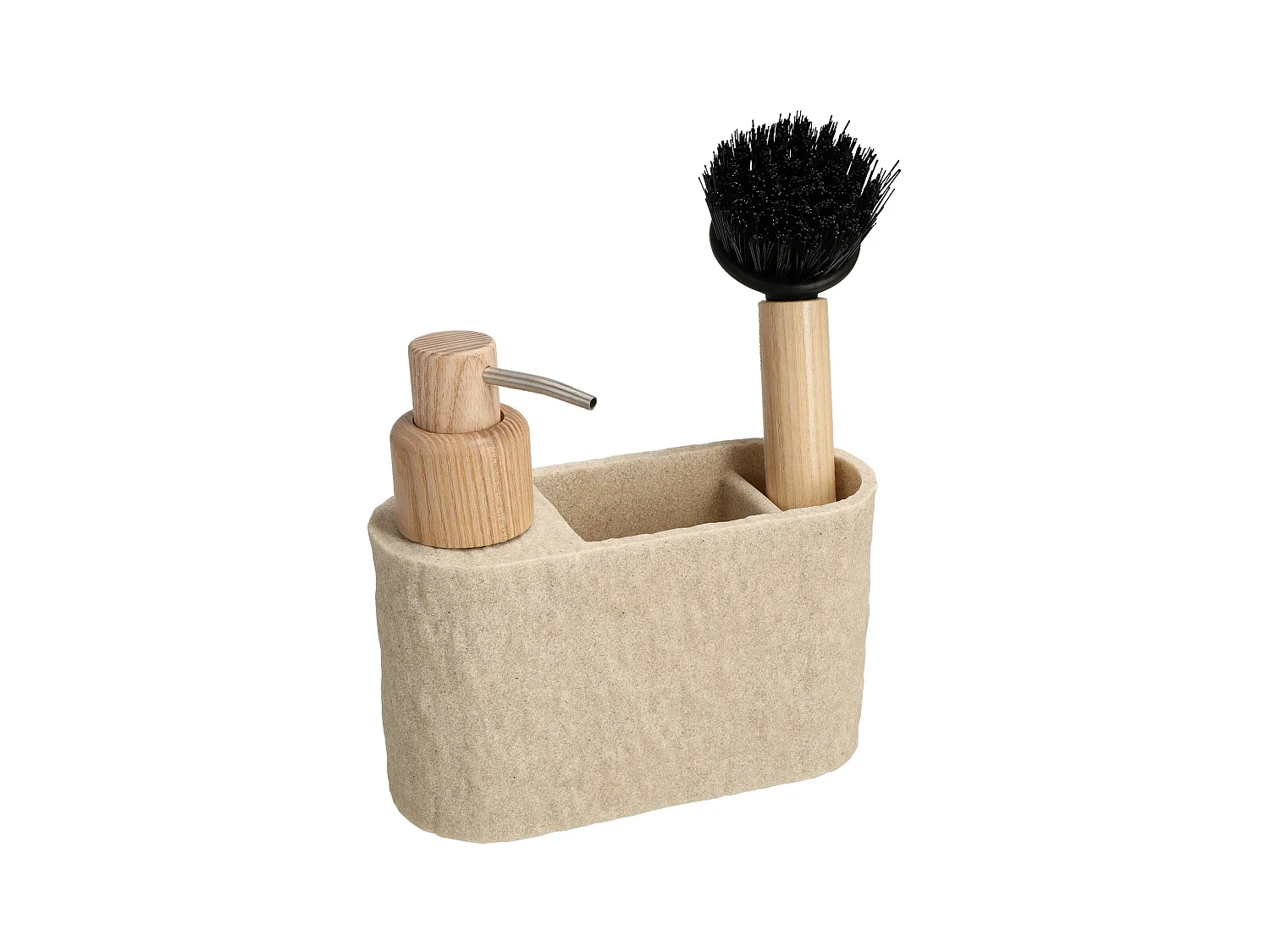 Küchenspender Mit Bürste Pillar Hellbeige 15 x 15 x 6.5