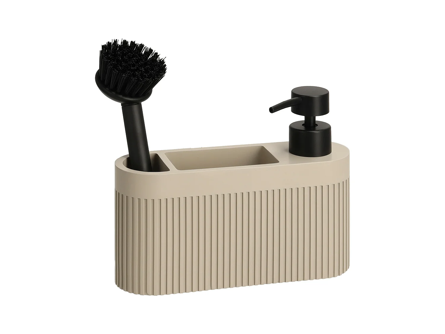 Distributeur Avec Support Pour Éponge Et Brosse Carbone Beige Moyen 15x6x17