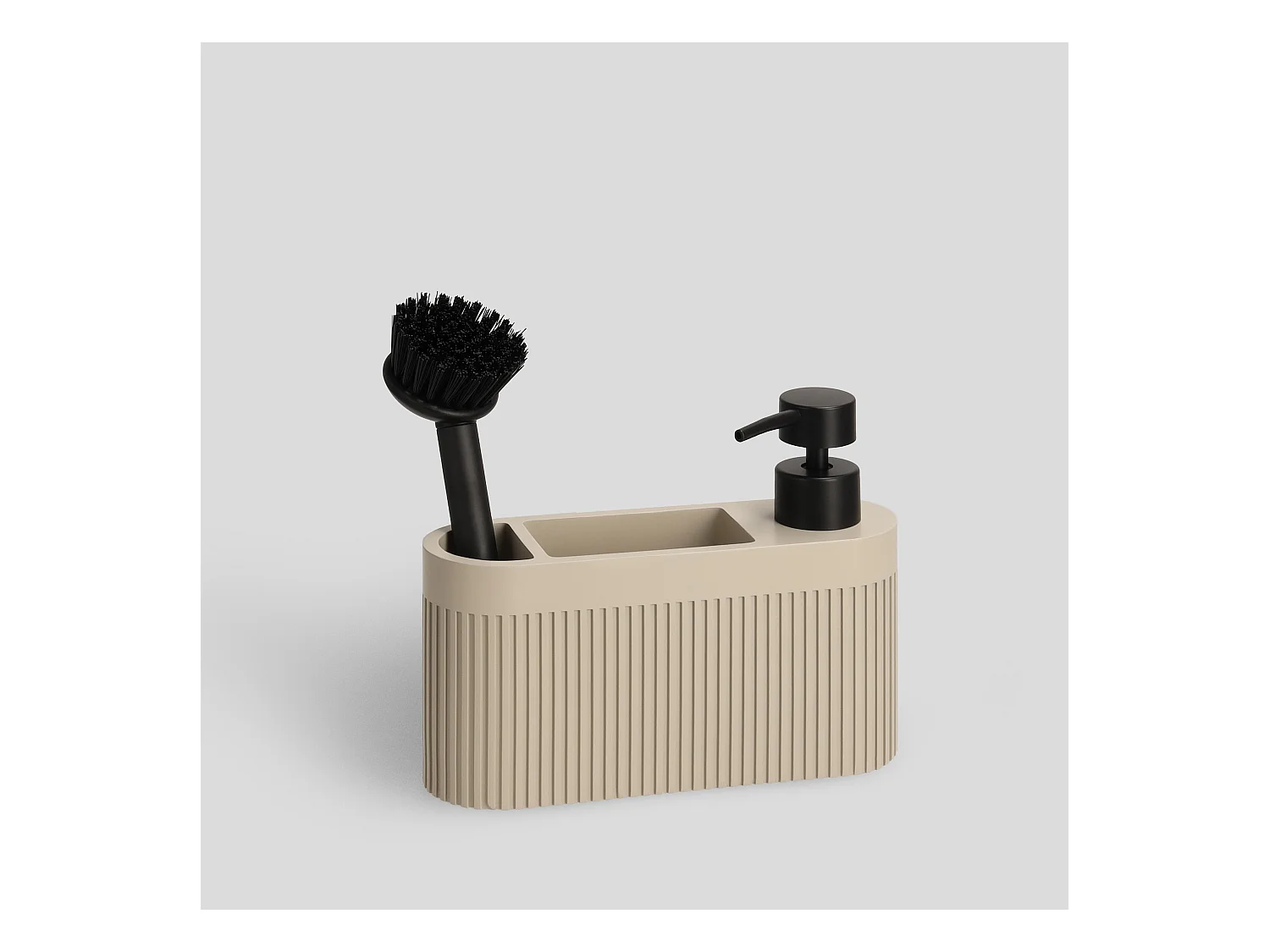 Distributeur Avec Support Pour Éponge Et Brosse Carbone Beige Moyen 15x6x17