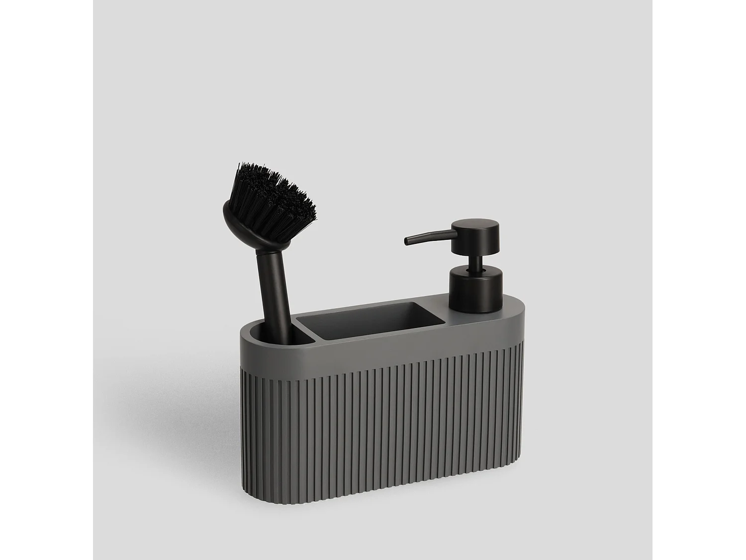Distributeur Avec Support Pour Éponge Et Brosse Carbone Gris Foncé 15 x 6 x 17