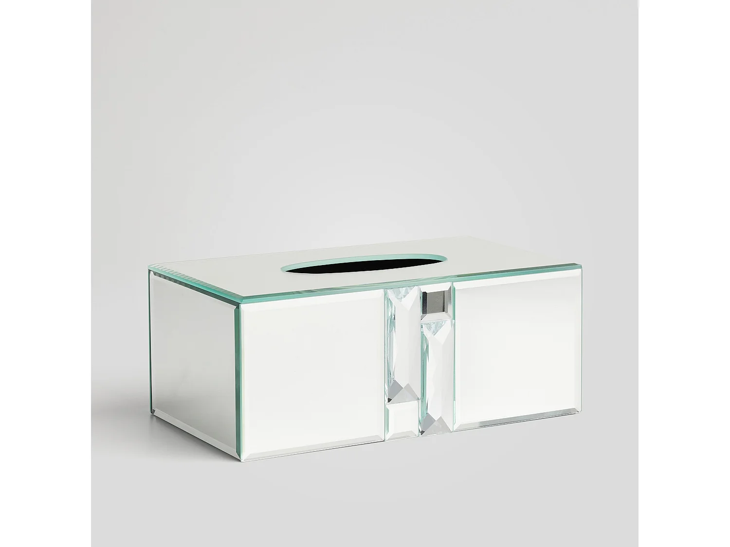 Elegante Spiegeltaschentuchbox in Silber
