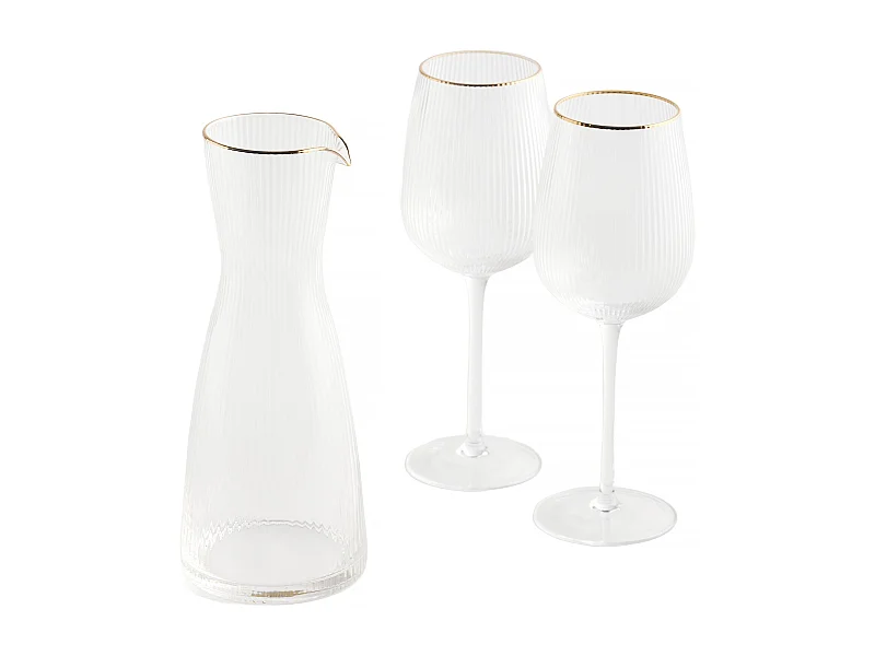 Karaffe Und Likörgläser Vanesa mittleres Gold 27 x 31 x 11.2