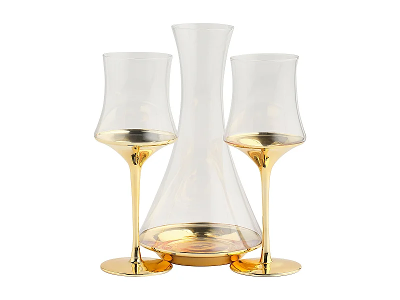 Carafe Et Verres À Pied Helena Or Moyen 27 x 31 x 11.2