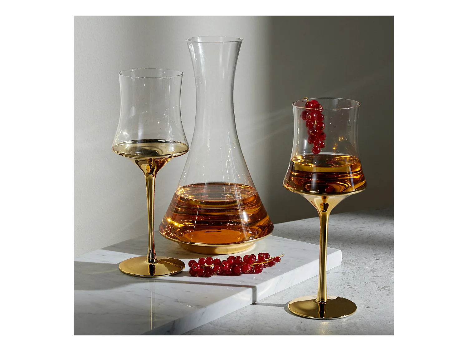 Carafe Et Verres À Pied Helena Or Moyen 27 x 31 x 11.2