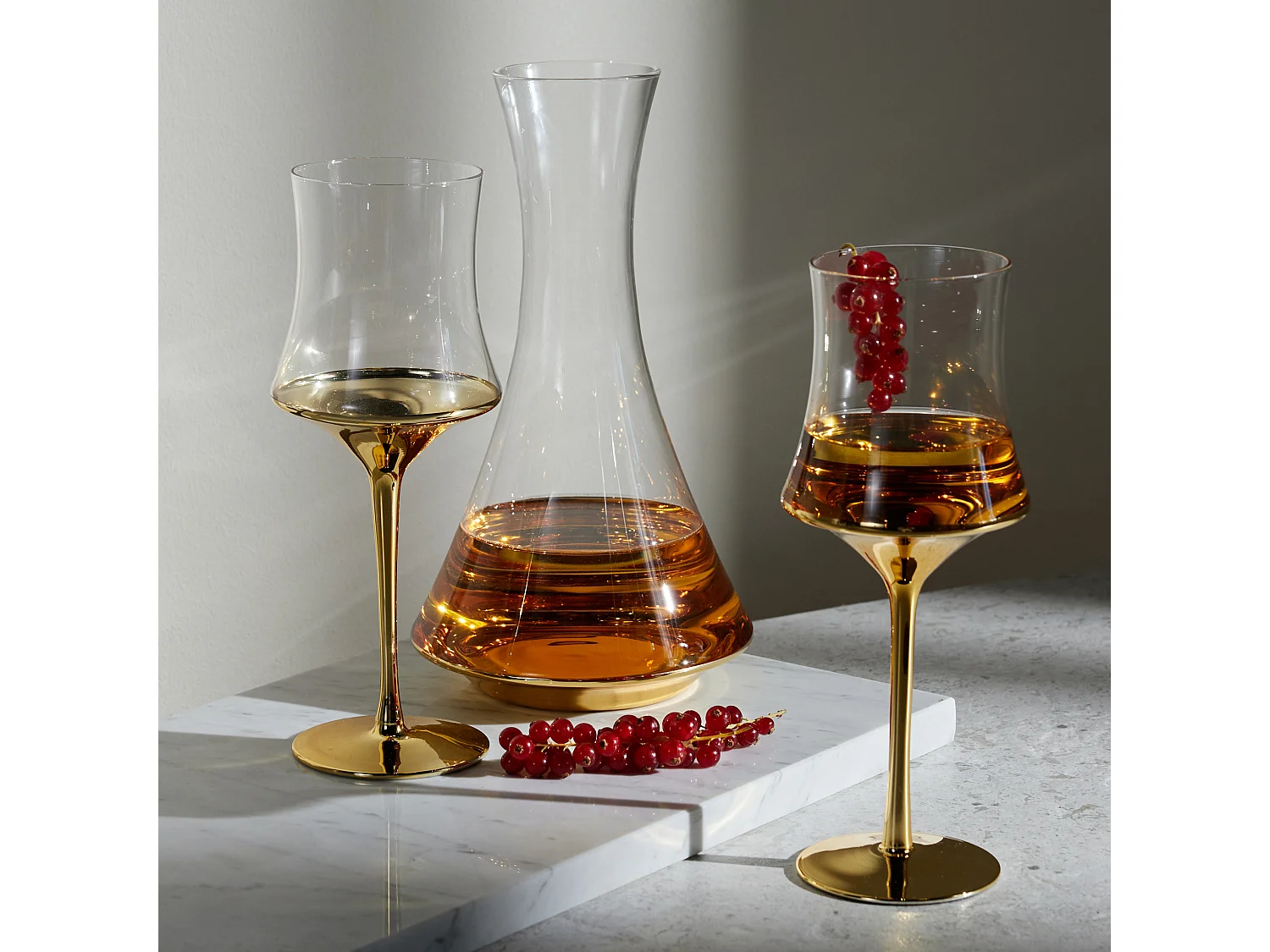 Karaffe Und Likörgläser Helena mittleres Gold 27 x 31 x 11.2