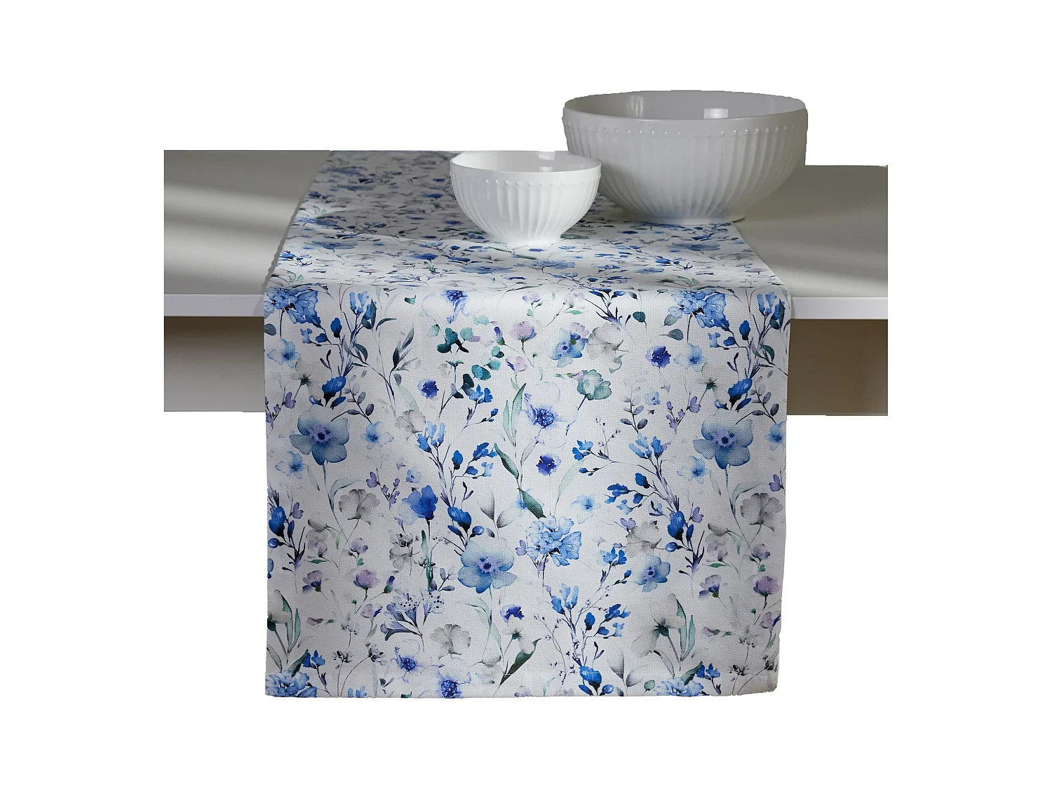 Chemin de table Louisano Bleu Moyen Polyester 40x180