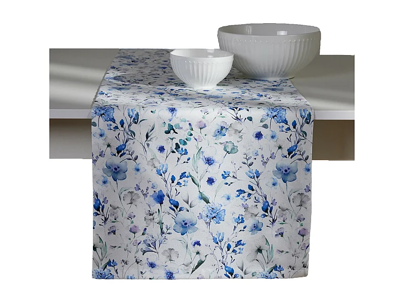 Tischläufer Louisano Mittelblau 40 x 180