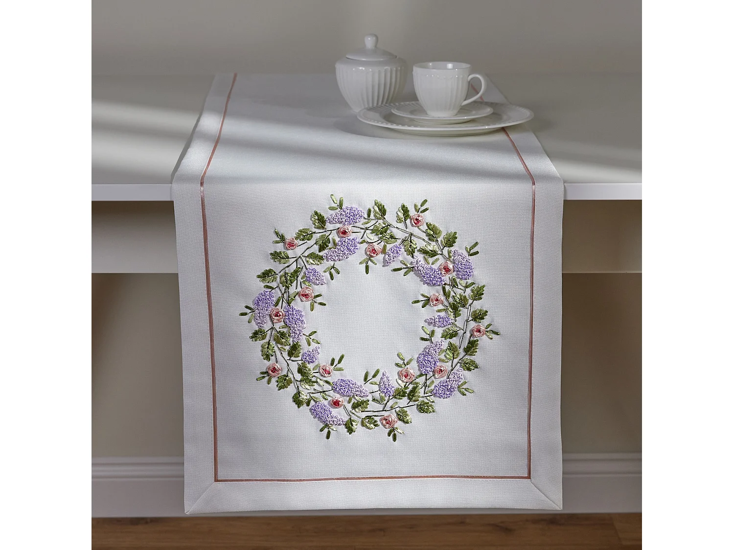 Chemin de table Fionis Violet Clair Polyester 40x180