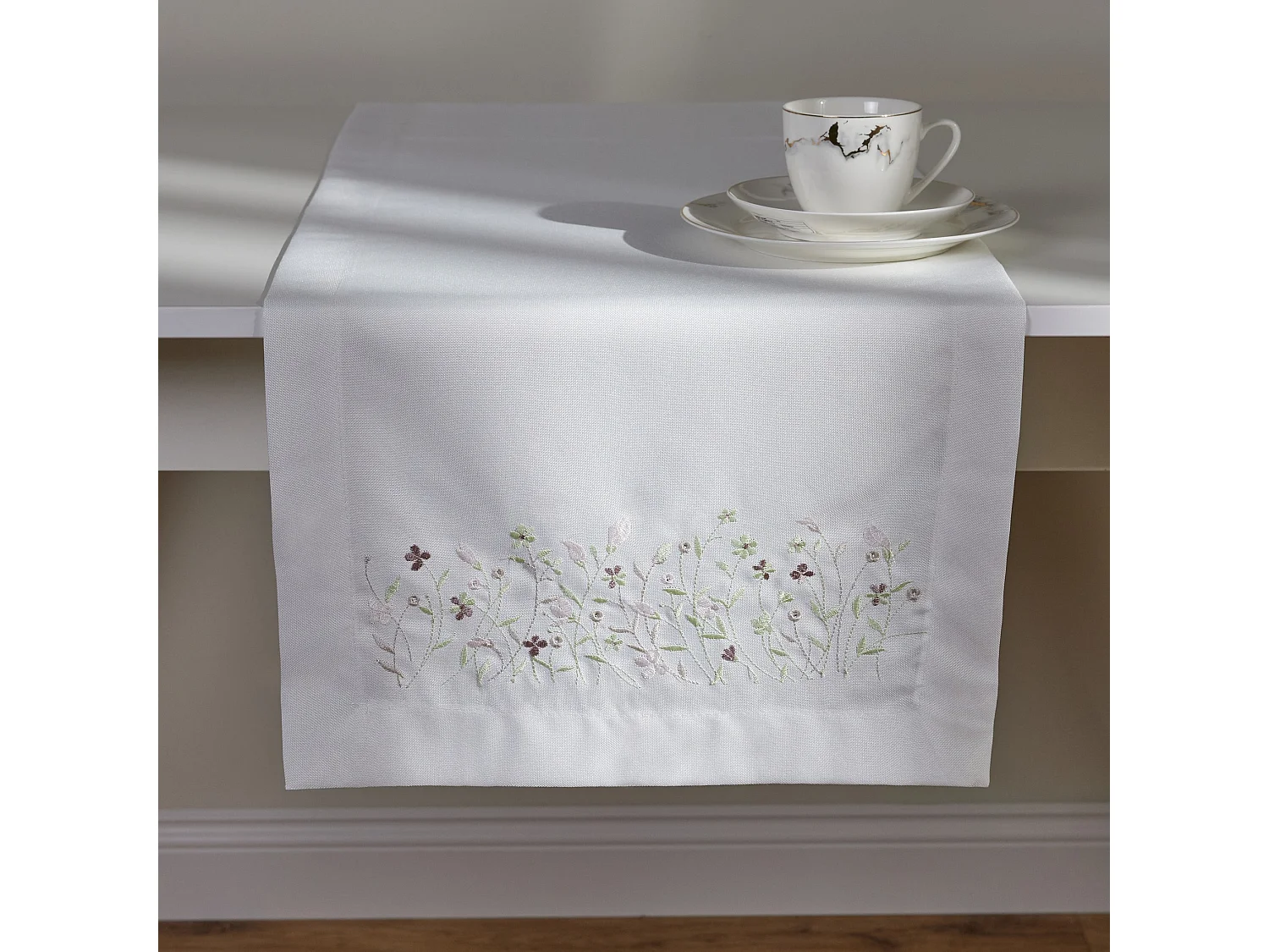 Chemin de table Pineli Blanc Polyester 40x180