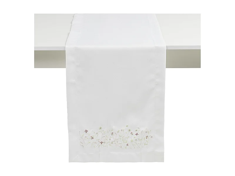 Chemin de table Pineli Blanc Polyester 40x180