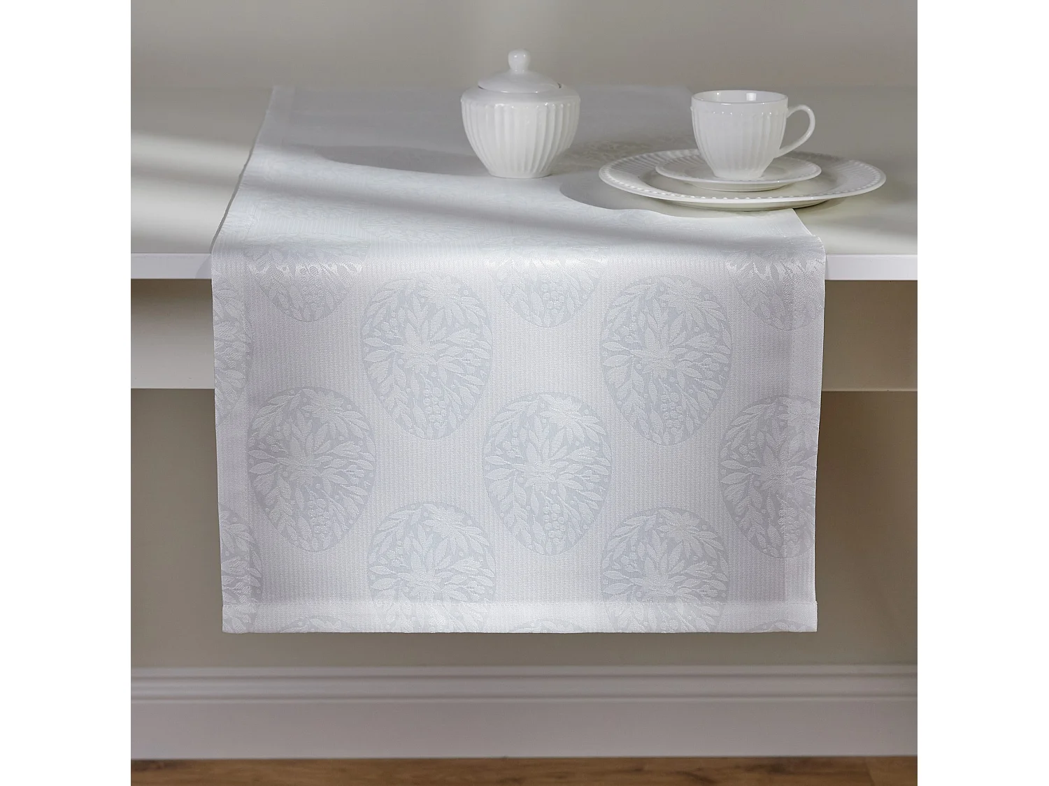 Chemin de table Lumic Blanc Polyester 40 x 180