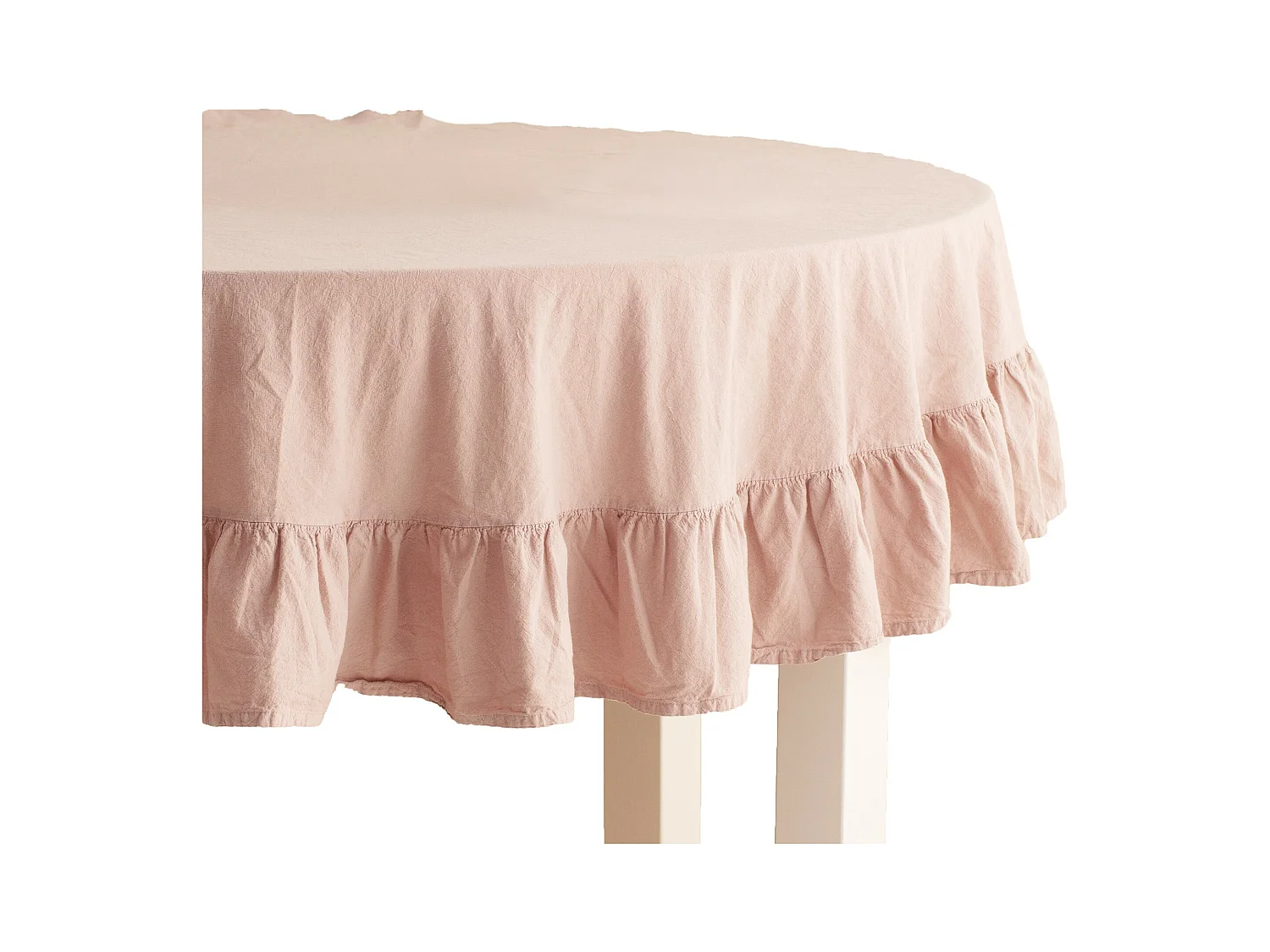 Nappe Unicolore Falbines Rose Pâle 160