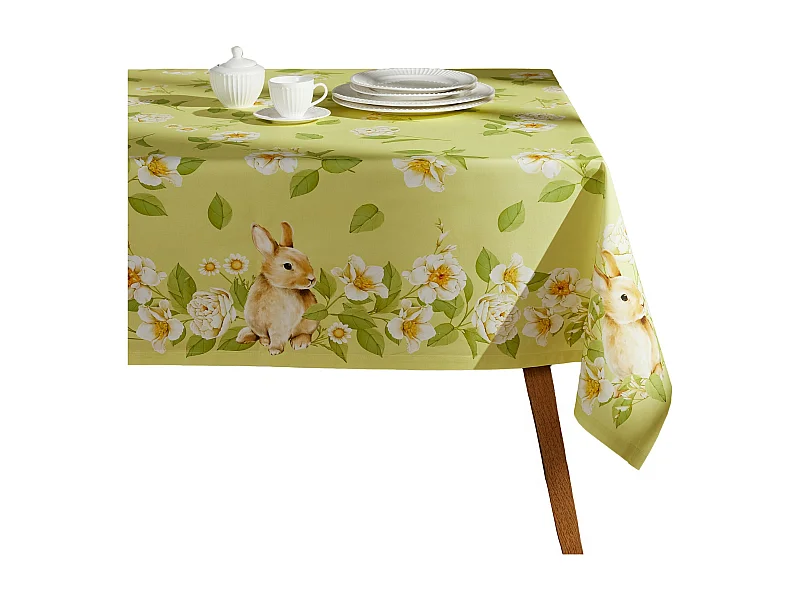 Nappe Imprimée Fenillabunny jaune pâle 130x180