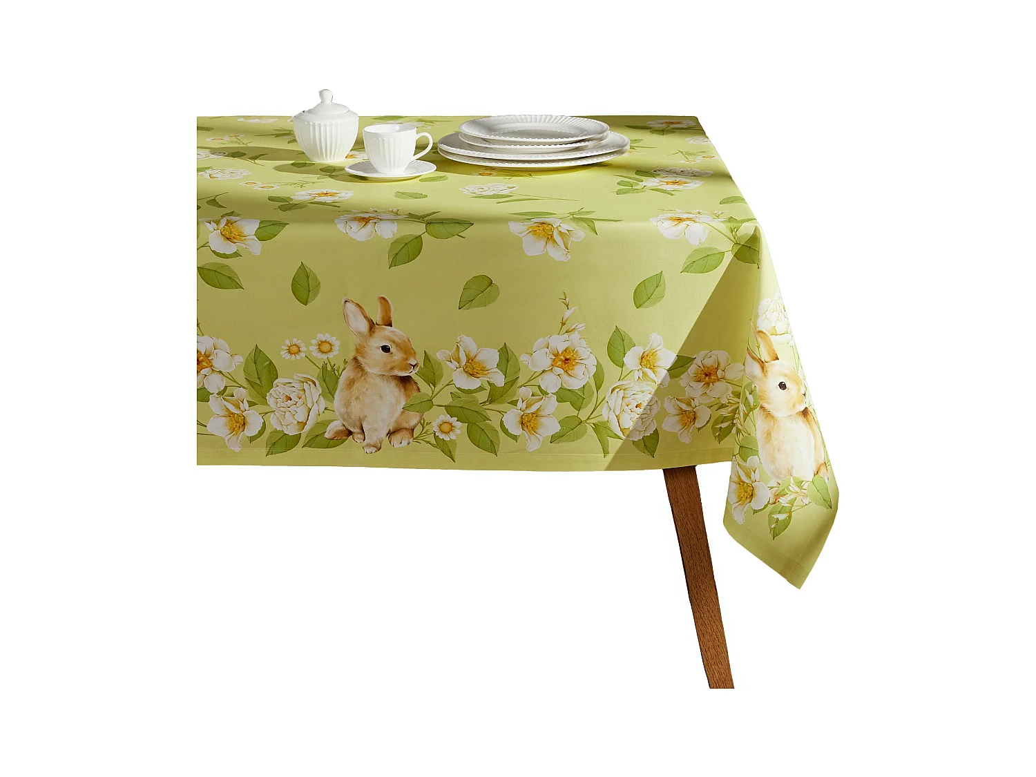 Nappe Imprimée Fenillabunny jaune pâle 130x180