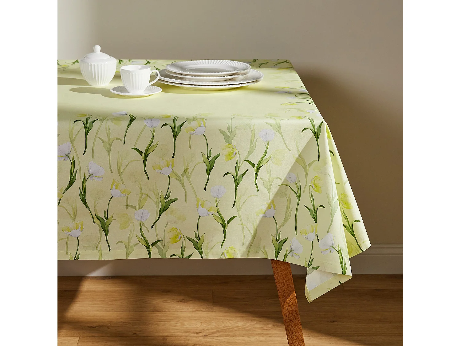 Tischdecke Tendi, 100% Baumwolle, Hellgrün, 150x220 cm