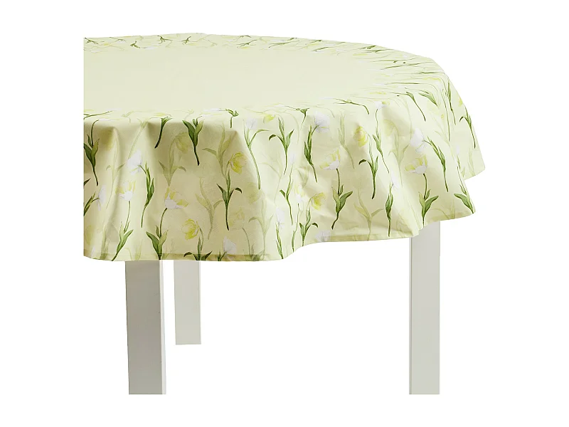 Runde Baumwoll-Tischdecke Tendi, 160 cm, Hellgrün