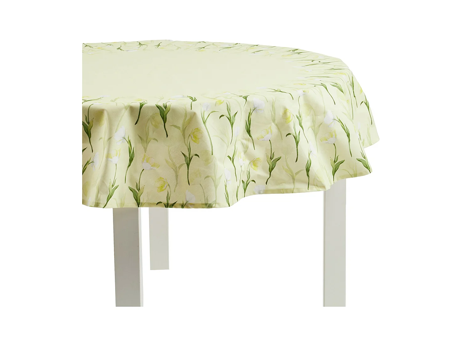 Runde Baumwoll-Tischdecke Tendi, 160 cm, Hellgrün