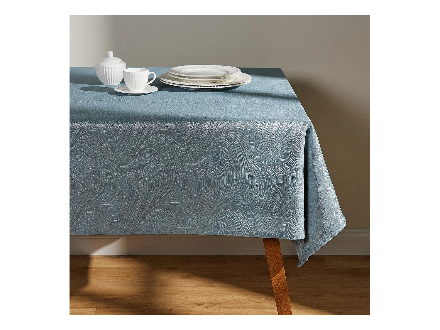 Tischdecke Floah mittelblau 130 x 180