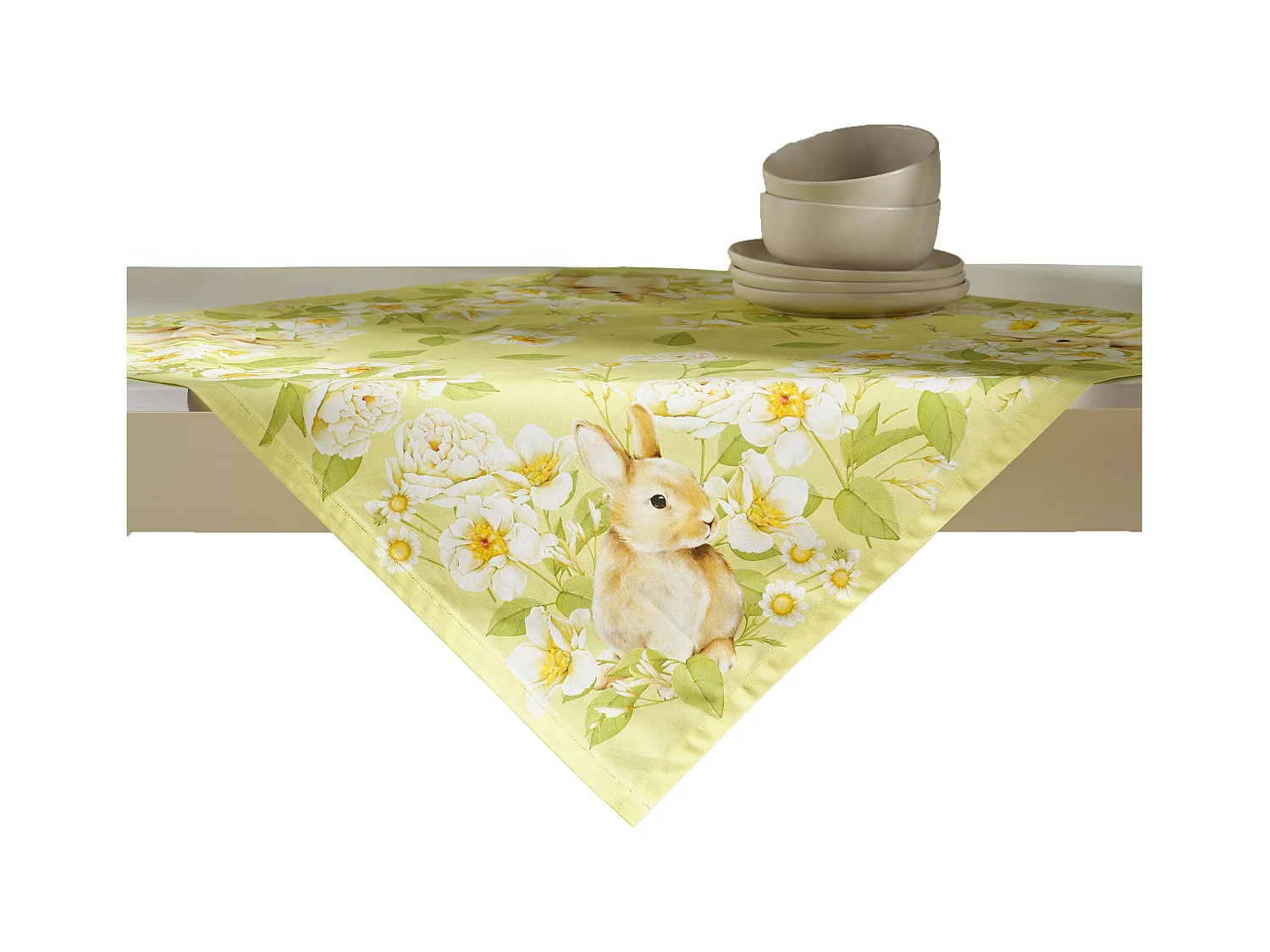 Serviette Imprimée Fenillabunny Jaune Pâle 80x80