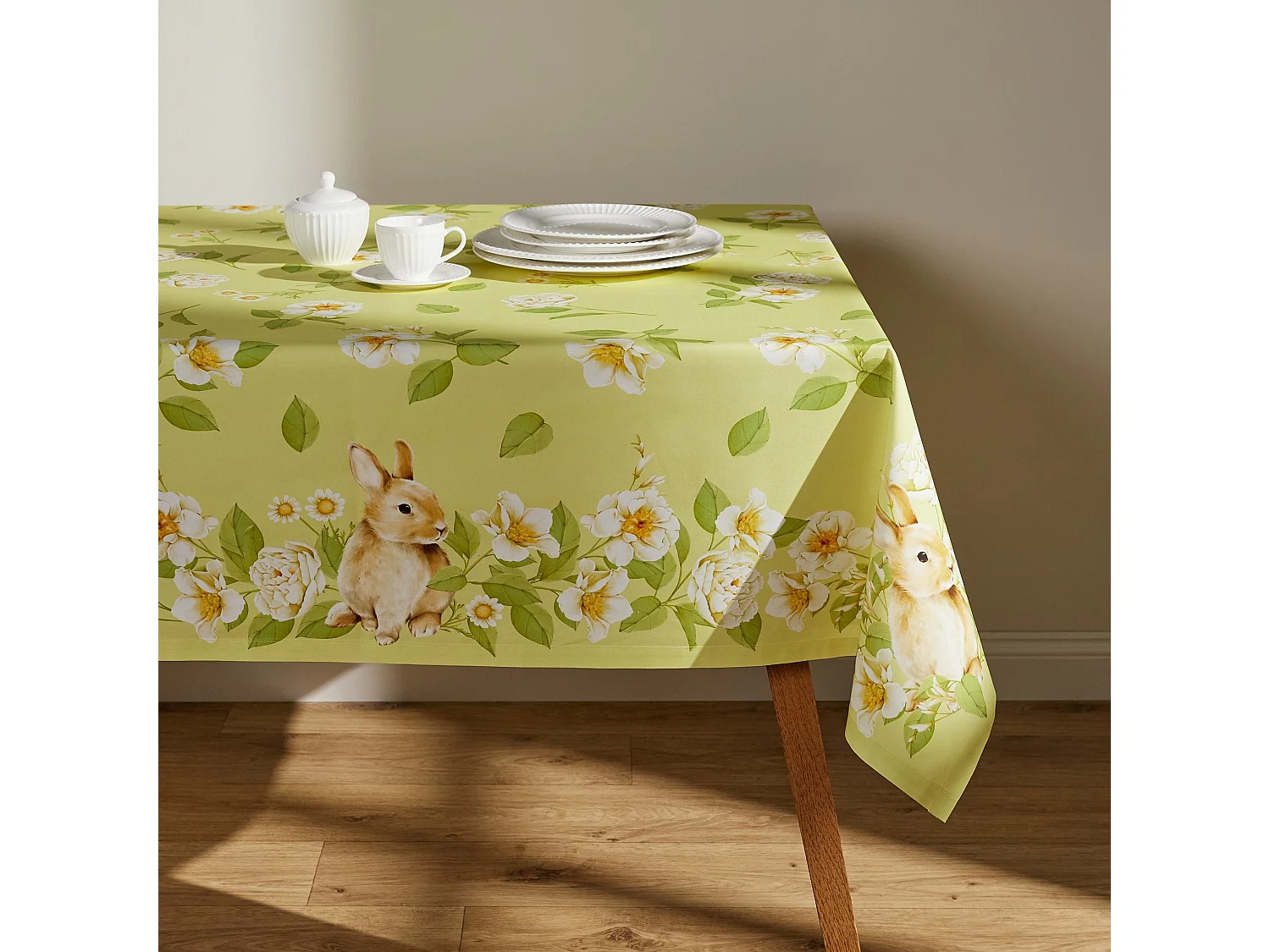 Nappe Imprimée Fenillabunny Jaune Pâle 150 x 220