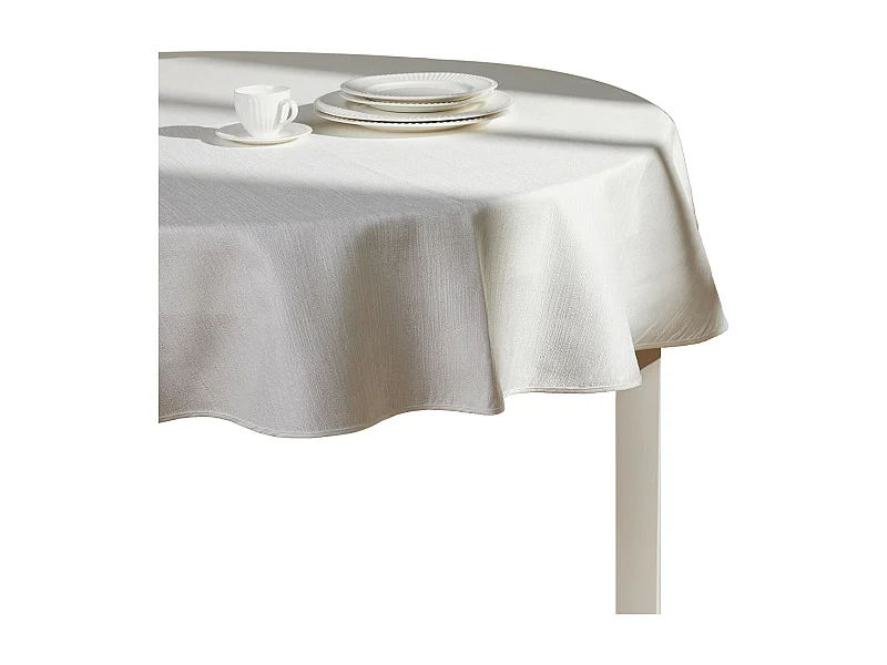 Elegante Scilio Jacquard-Tischdecke, Ø160 cm, Weiß