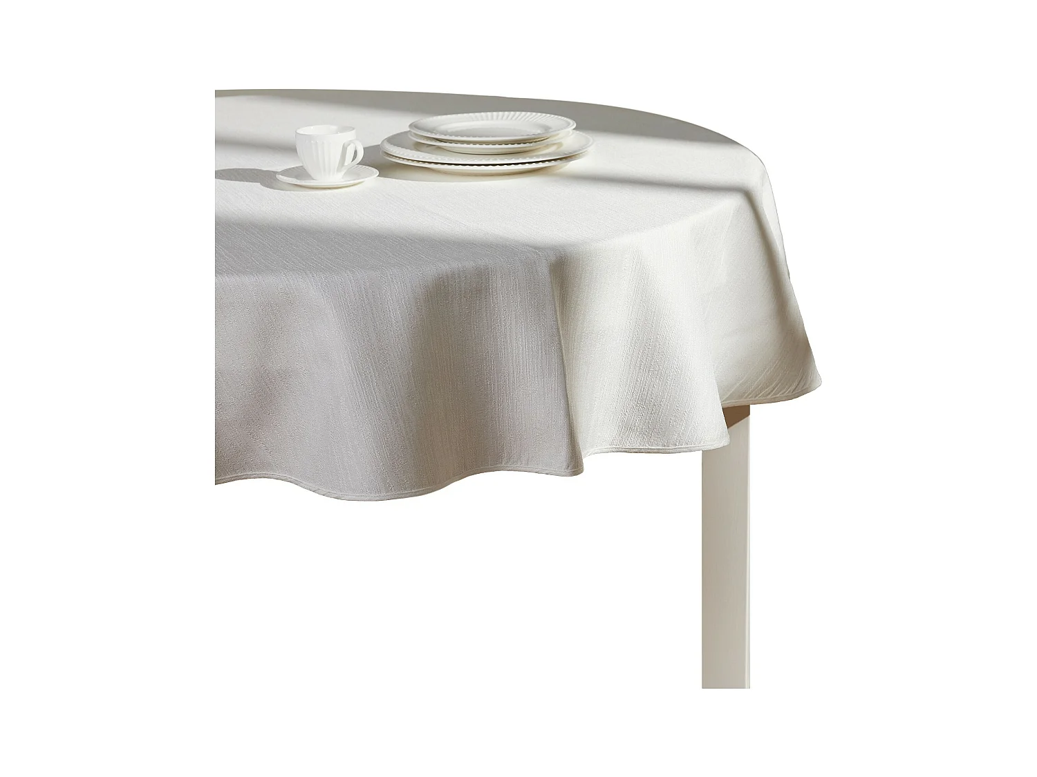 Elegante Scilio Jacquard-Tischdecke, Ø160 cm, Weiß