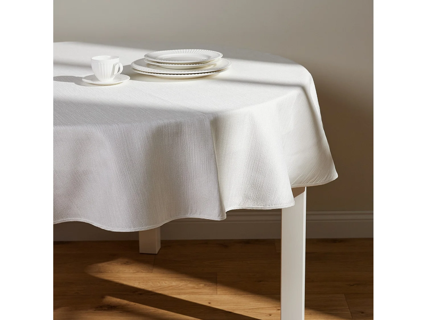 Elegante Scilio Jacquard-Tischdecke, Ø160 cm, Weiß